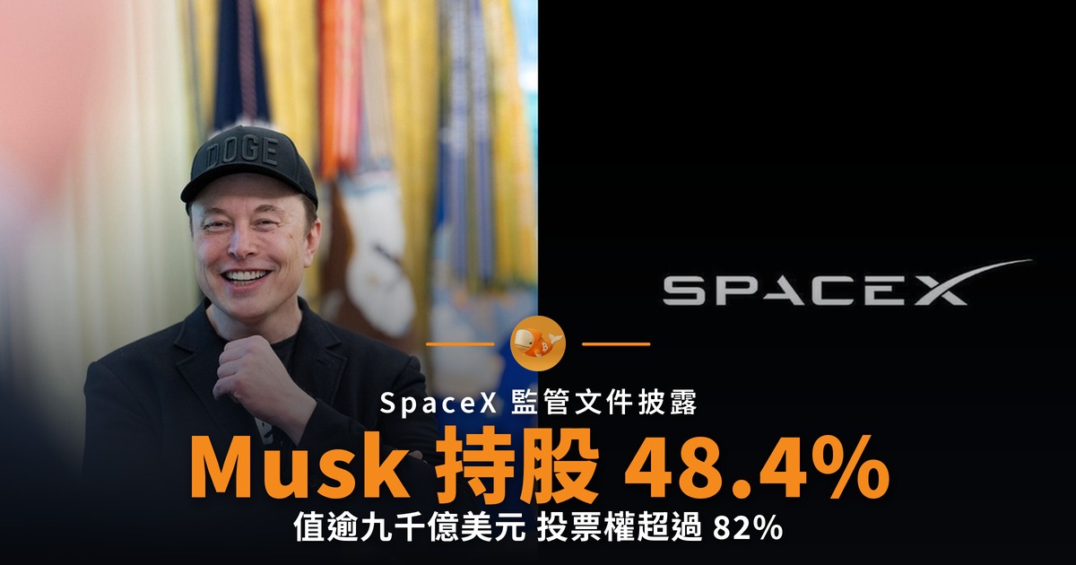 Musk 持 SpaceX 48.4% 股權 值逾 9,000 億
