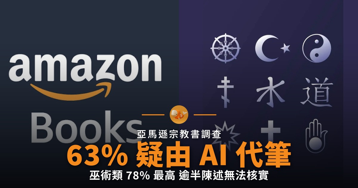 亞馬遜宗教書 63% 疑為 AI 代筆 巫術類達 78%