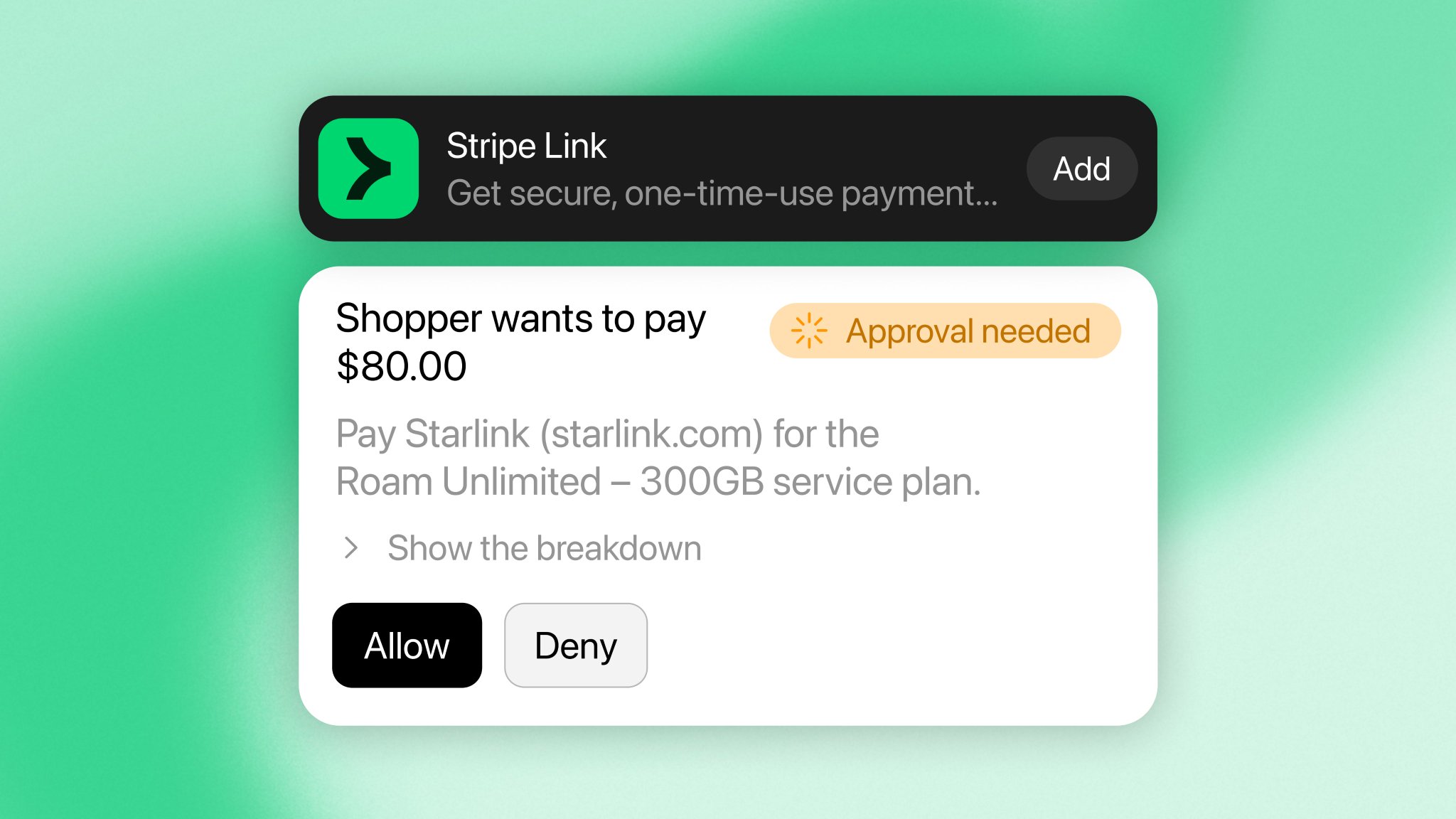 Link 的付款批准畫面