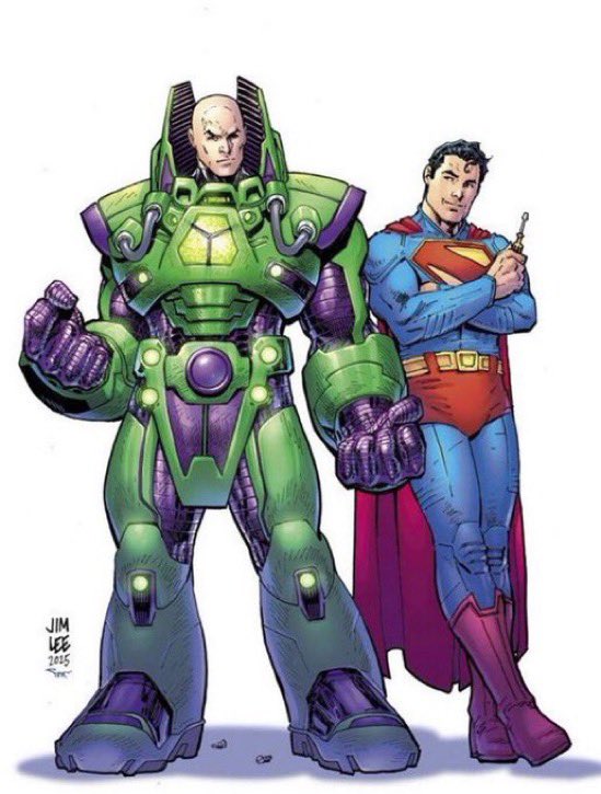 Jim Lee 繪製的超人與 Lex Luthor 插畫