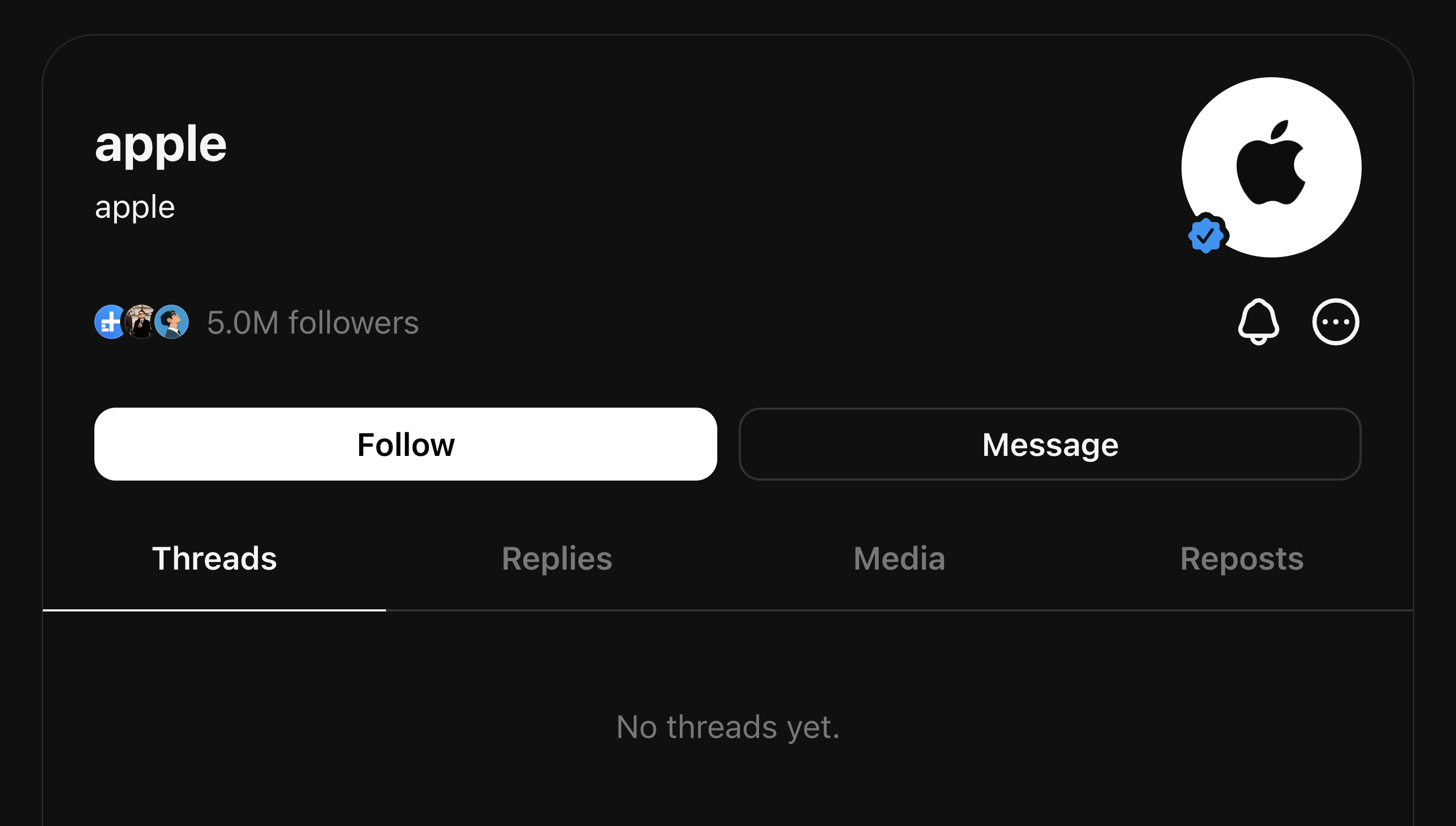 蘋果在 Threads 的官方帳戶