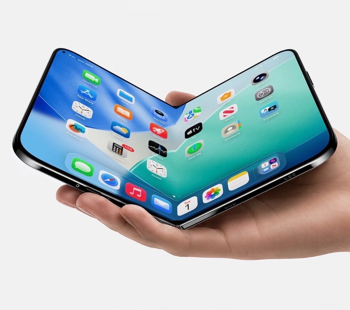 社交平台流傳的摺疊 iPhone 概念圖
