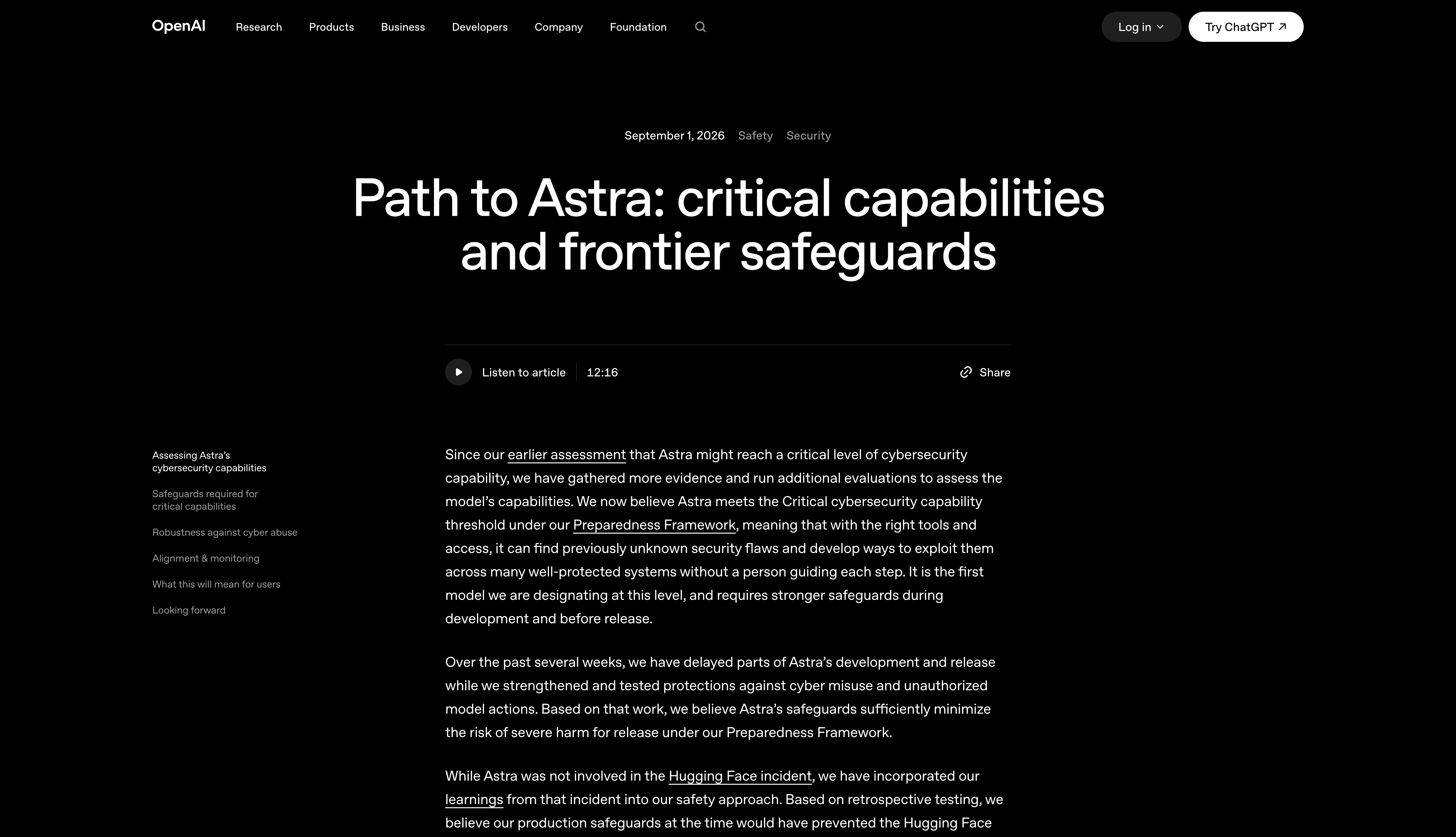 OpenAI 9 月 1 日發表的 Path to Astra 文章