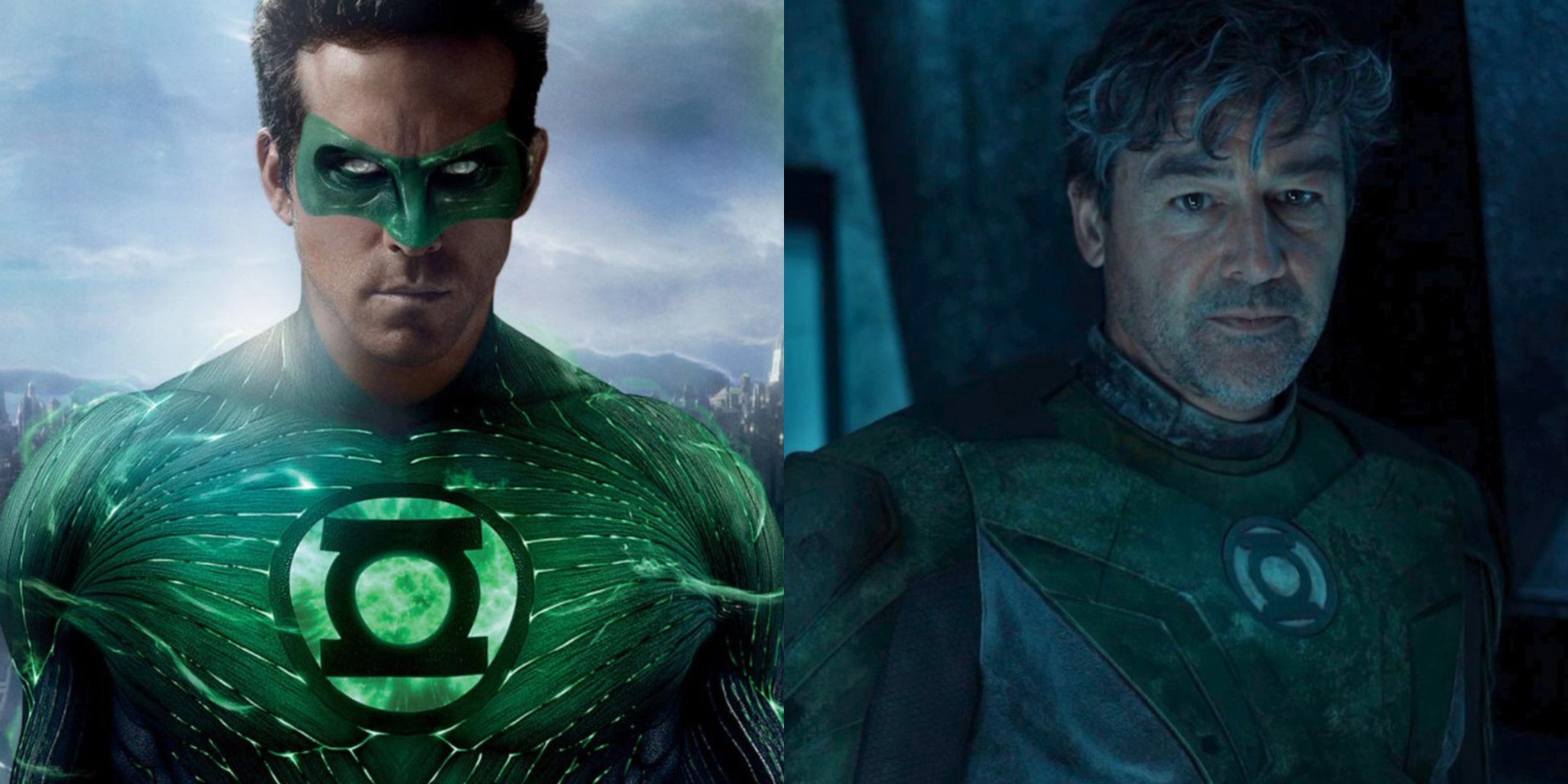 Ryan Reynolds 2011 年的 Green Lantern 造型與 Kyle Chandler 在《Lanterns》的 Hal Jordan