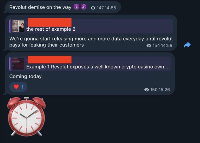 攻擊者在 Telegram 頻道發出的訊息