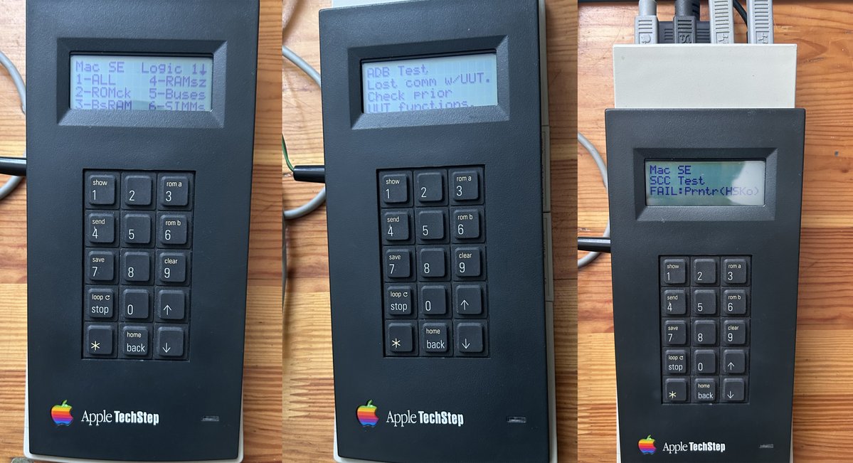 Apple TechStep 測試 Macintosh SE 的三個畫面