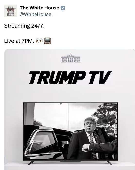 白宮宣傳 TRUMP TV 的帖文