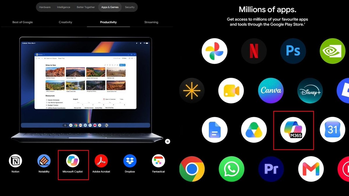 Googlebook 官方網頁的生產力程式一欄
