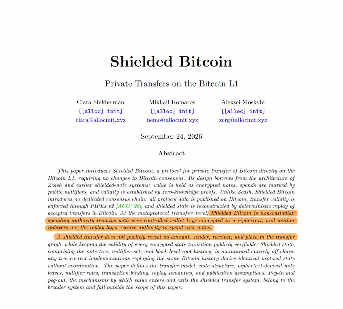 Shielded Bitcoin 論文