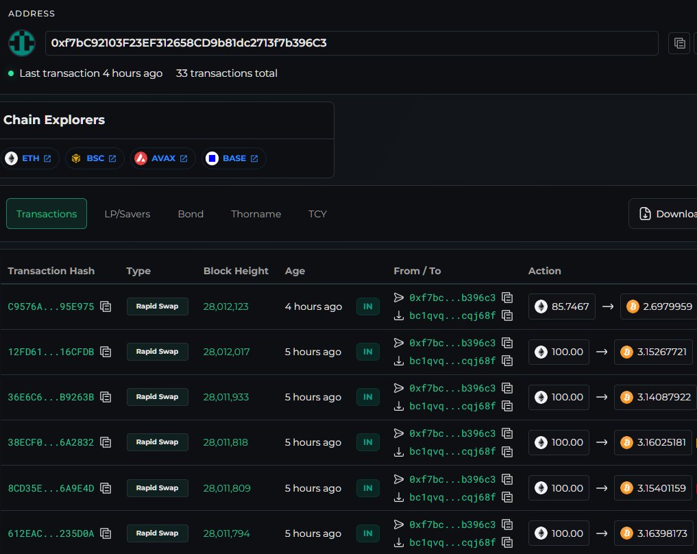 THORChain 兌換紀錄