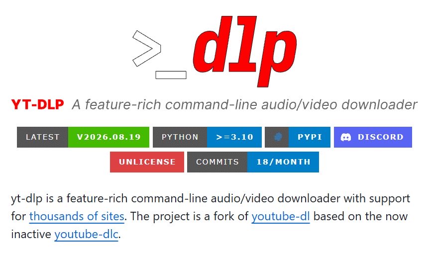 yt-dlp GitHub 項目首頁