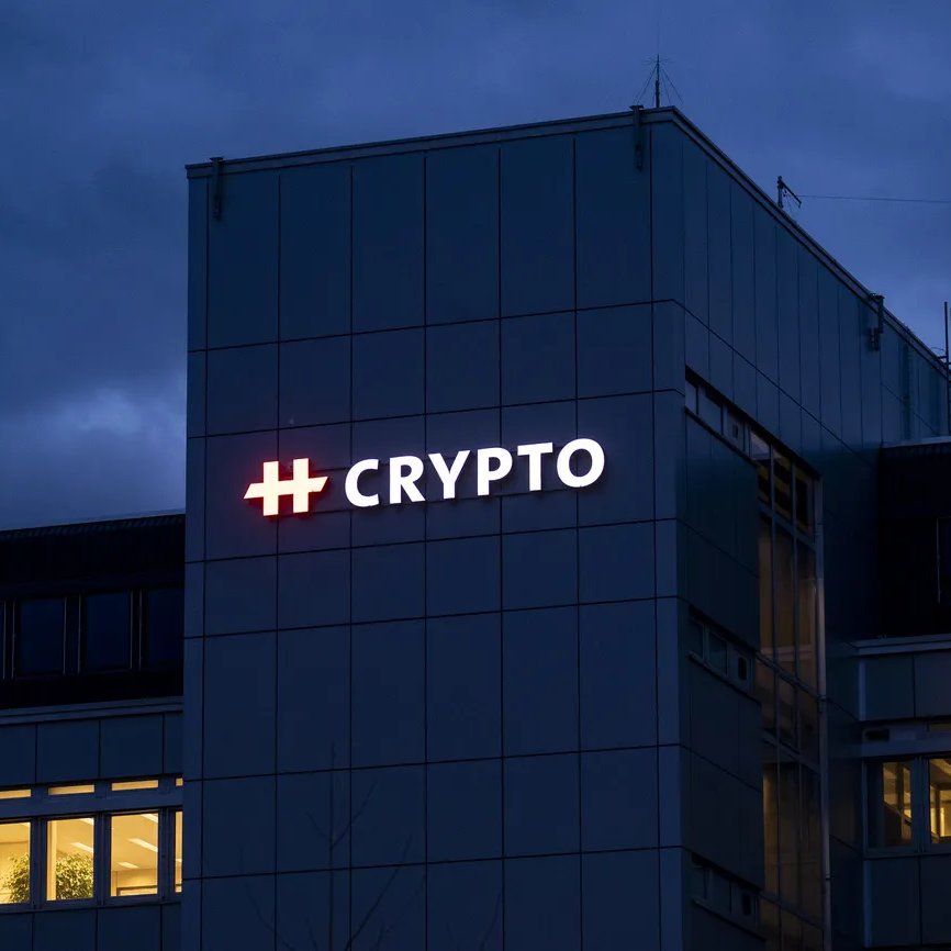 Crypto AG 大樓外牆的公司標誌