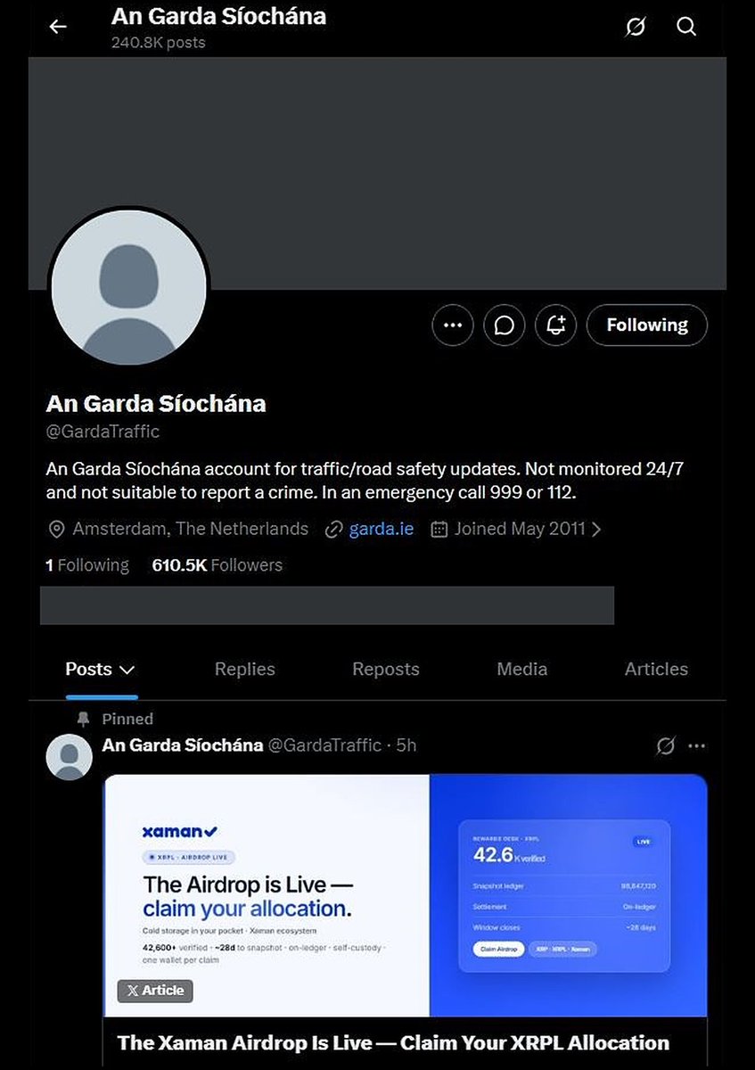 @GardaTraffic 被盜後的版面截圖