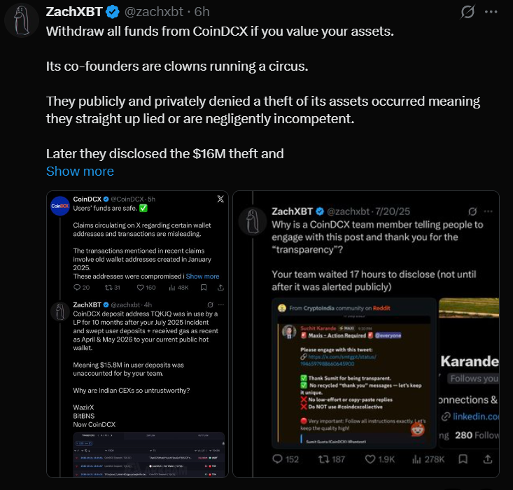 ZachXBT 的 X 貼文