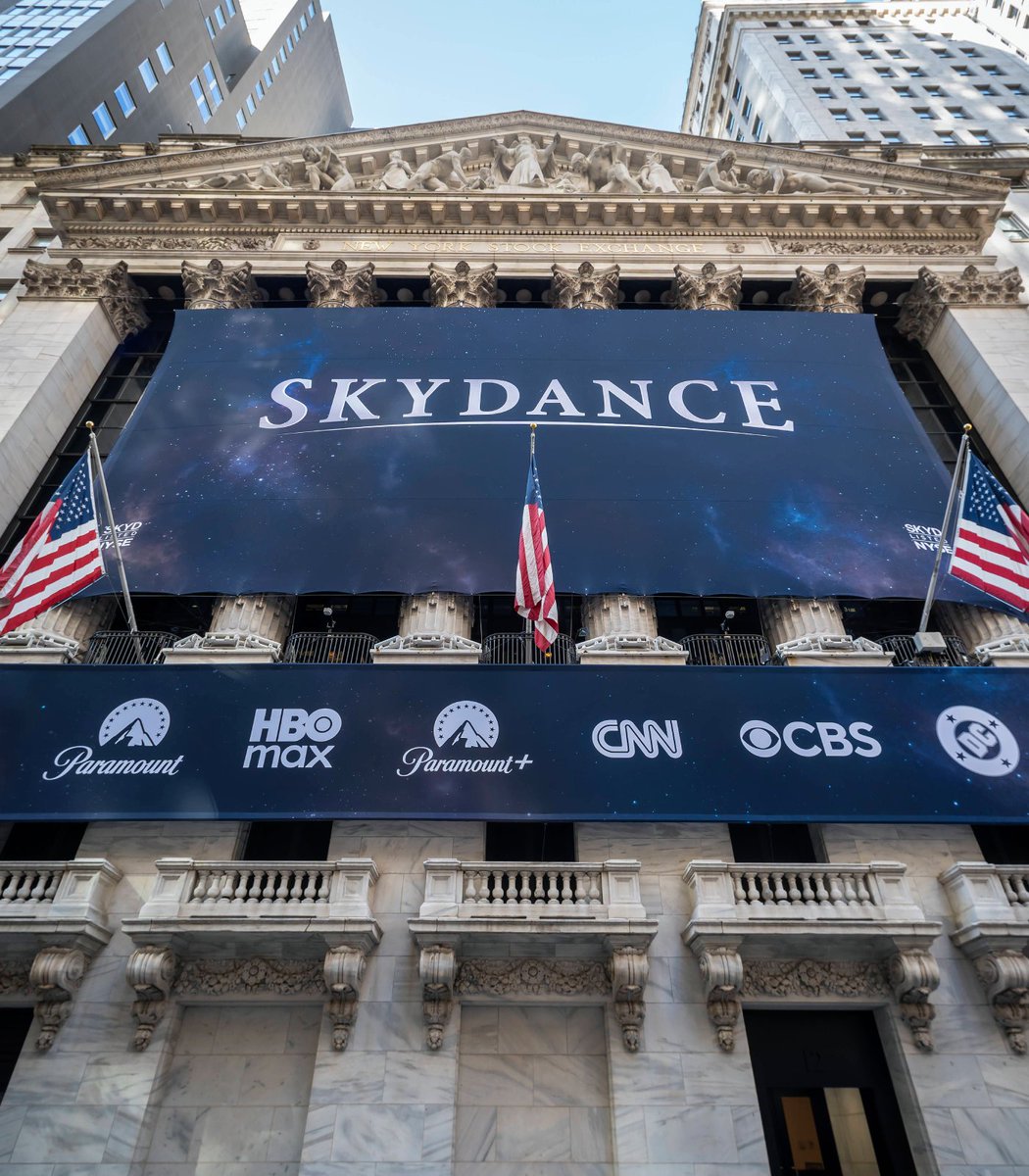 Skydance 在紐約證券交易所外牆的橫額