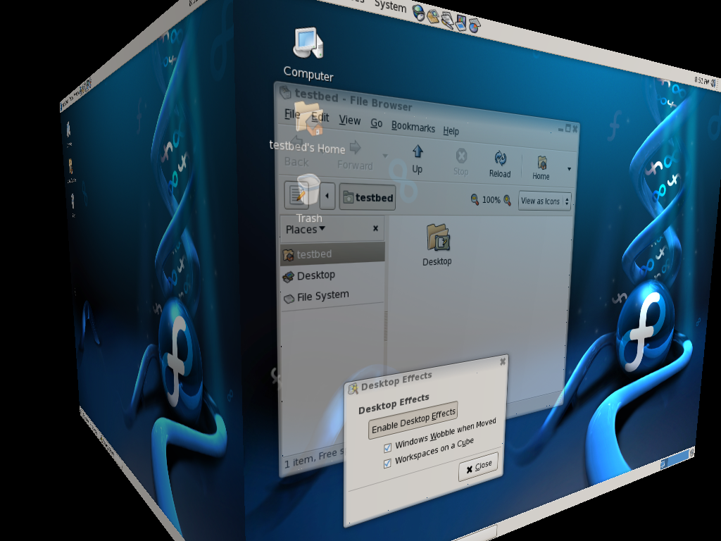 Fedora Core 6 的立方體桌面特效