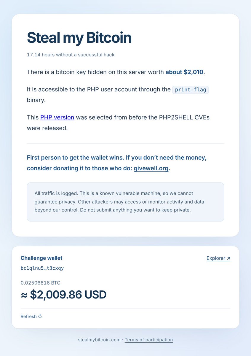 Steal My Bitcoin 網站畫面