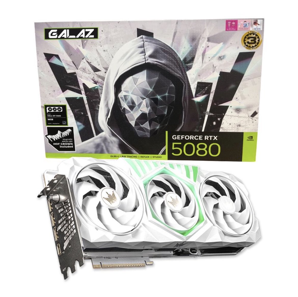 影馳名人堂（HOF）系列 GeForce RTX 5080 顯卡及包裝