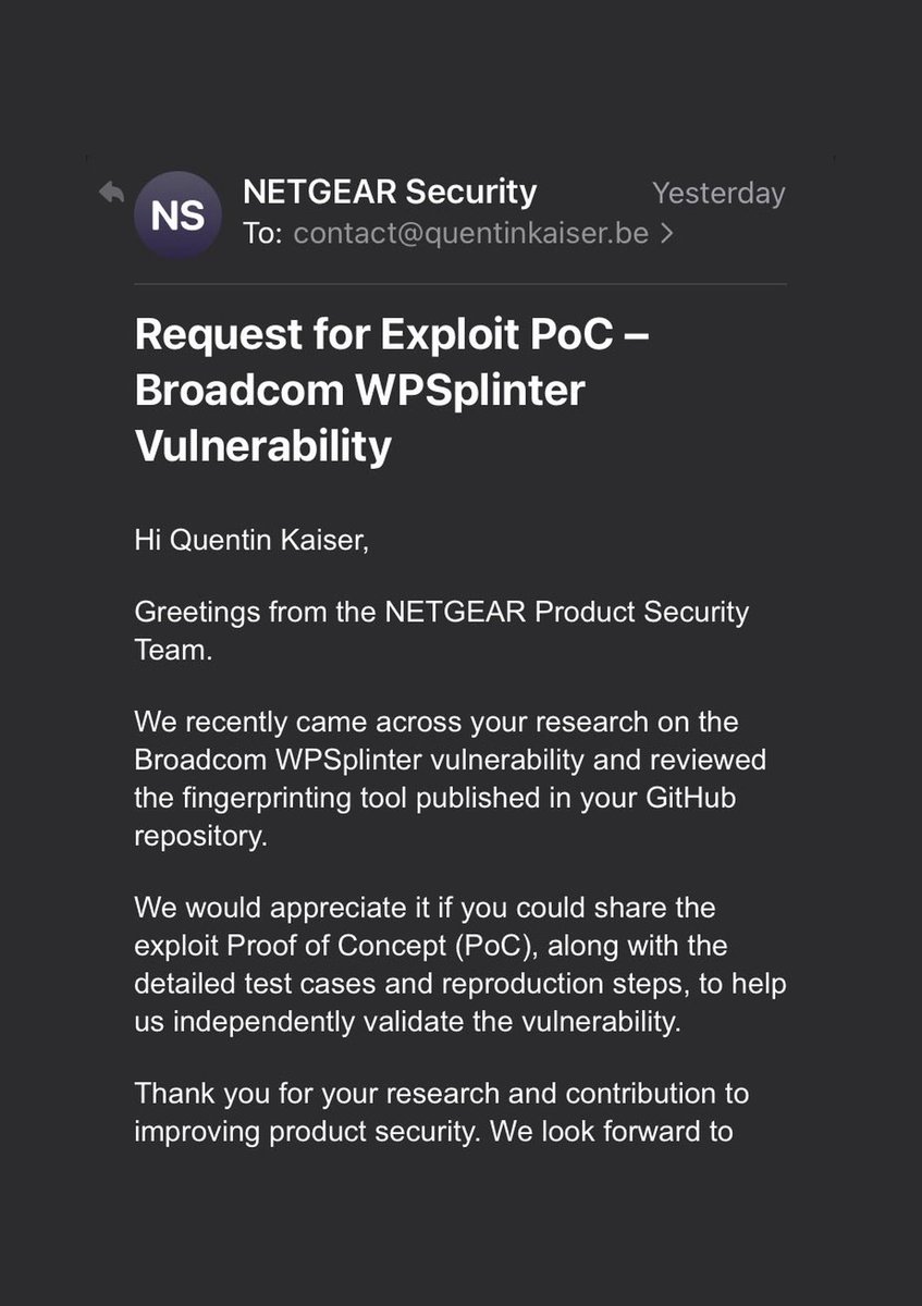 NETGEAR 電郵截圖