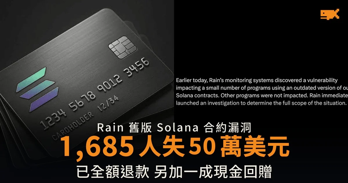 Solana 卡合約漏洞失 107 萬美元 已全額退款加一成