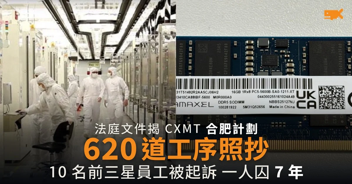 檢方揭 CXMT 合肥計劃 620 道工序抄自三星