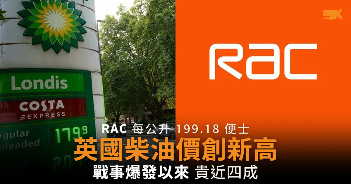 英國柴油價創歷史新高 每公升 199.18 便士