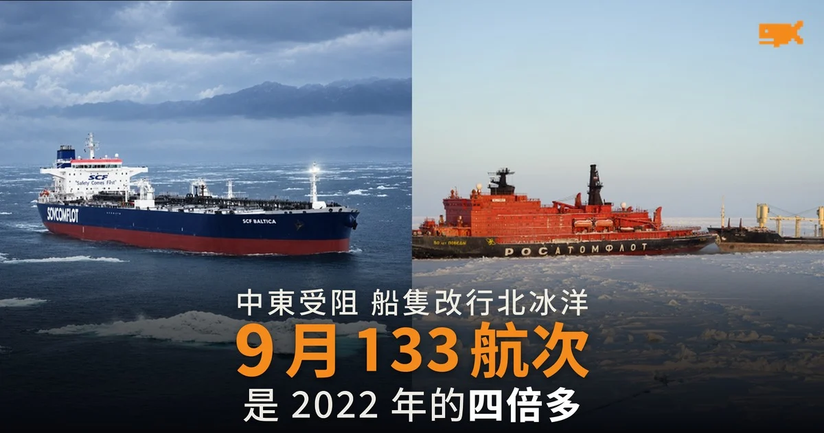 伊朗戰事令船隻改道 北冰洋航線 9 月航次增至 133 次
