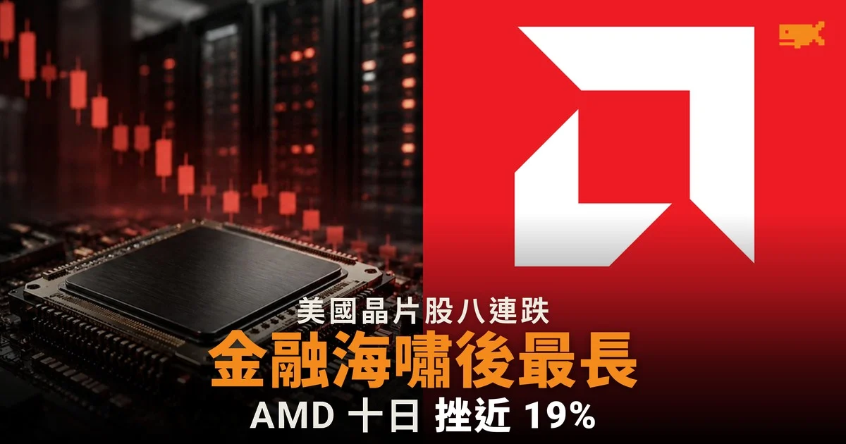 美國晶片股連跌八日 金融海嘯後最長