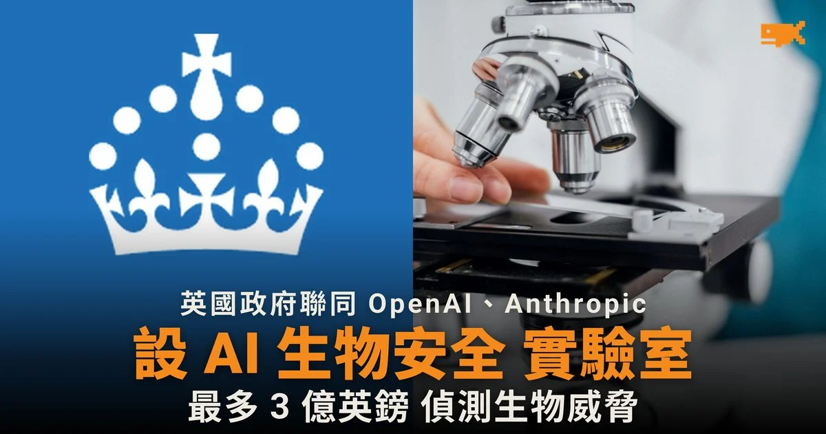 英國設 AI 生物安全實驗室 OpenAI、Anthropic 承諾最多 2 億英鎊額度