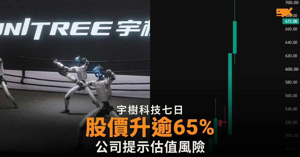 宇樹科技七日急升逾65% 公司自己提示估值風險